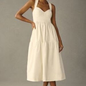 Anthropologie White Denim Dress  LARGE